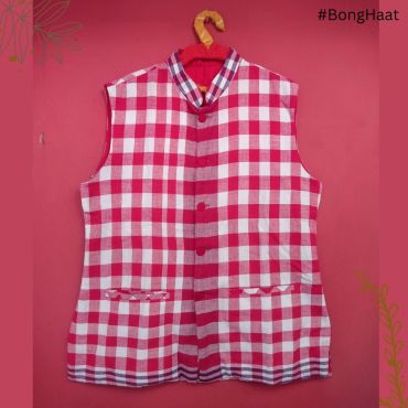 Red & White Checks Gamcha Jacket 
