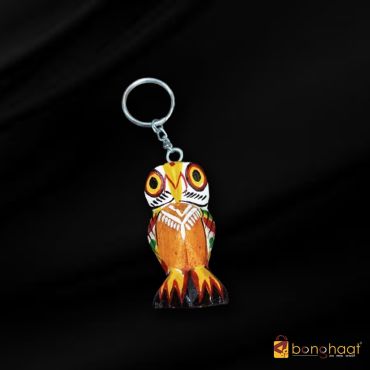 Handcrafted Wooden Owl Key Ring Set