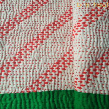 Hand woven Pure Cotton Kantha for Babies (Orange Green)