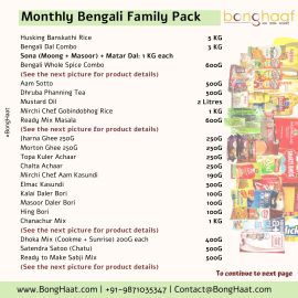 3 Months Subscription of Monthly Bengali Family Pack (39 Bengali grocery items)