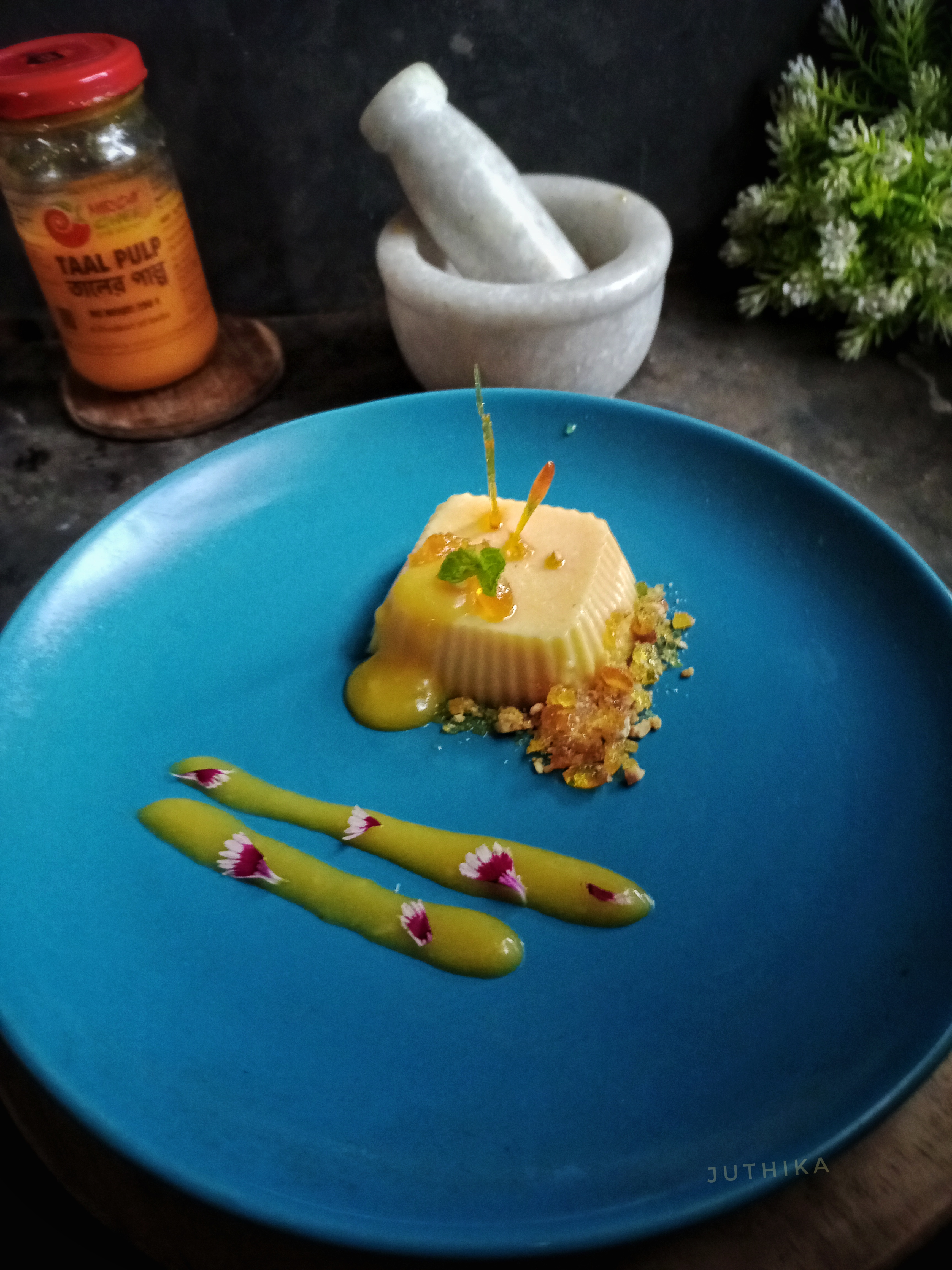 Taal Panacota with Coconut Taal sauce and peanut crumble